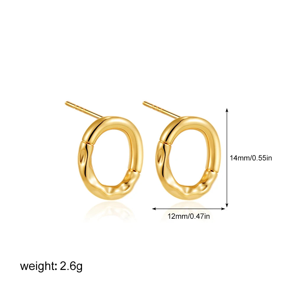 Geometric Stainless Steel Gold Sliver Color Bilayer Stud Earring for Women