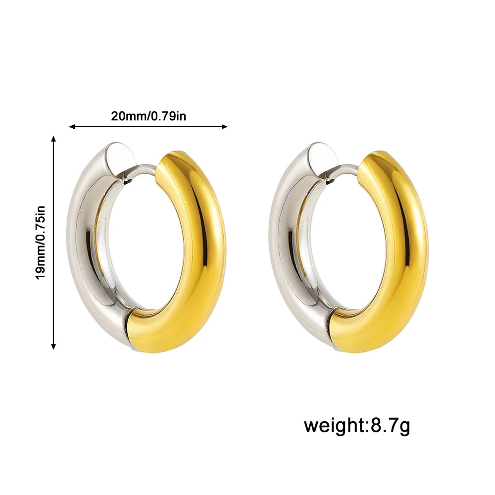 Geometric Stainless Steel Gold Sliver Color Bilayer Stud Earring for Women