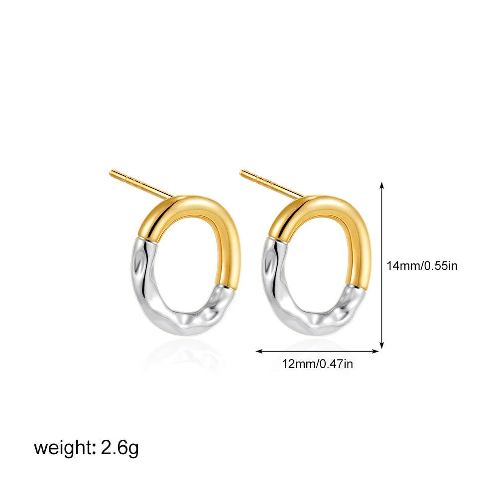 Geometric Stainless Steel Gold Sliver Color Bilayer Stud Earring for Women