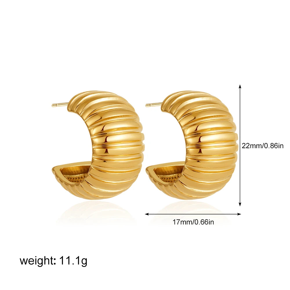 Geometric Stainless Steel Gold Sliver Color Bilayer Stud Earring for Women