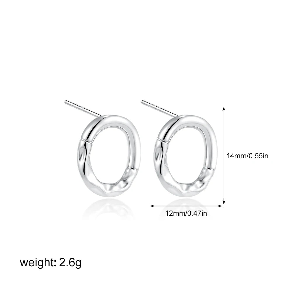 Geometric Stainless Steel Gold Sliver Color Bilayer Stud Earring for Women