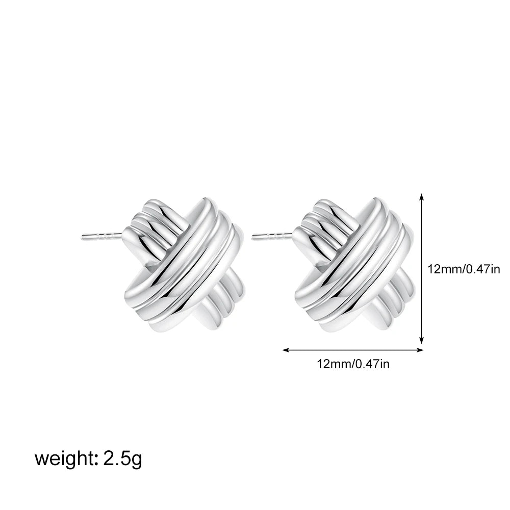 Geometric Stainless Steel Gold Sliver Color Bilayer Stud Earring for Women