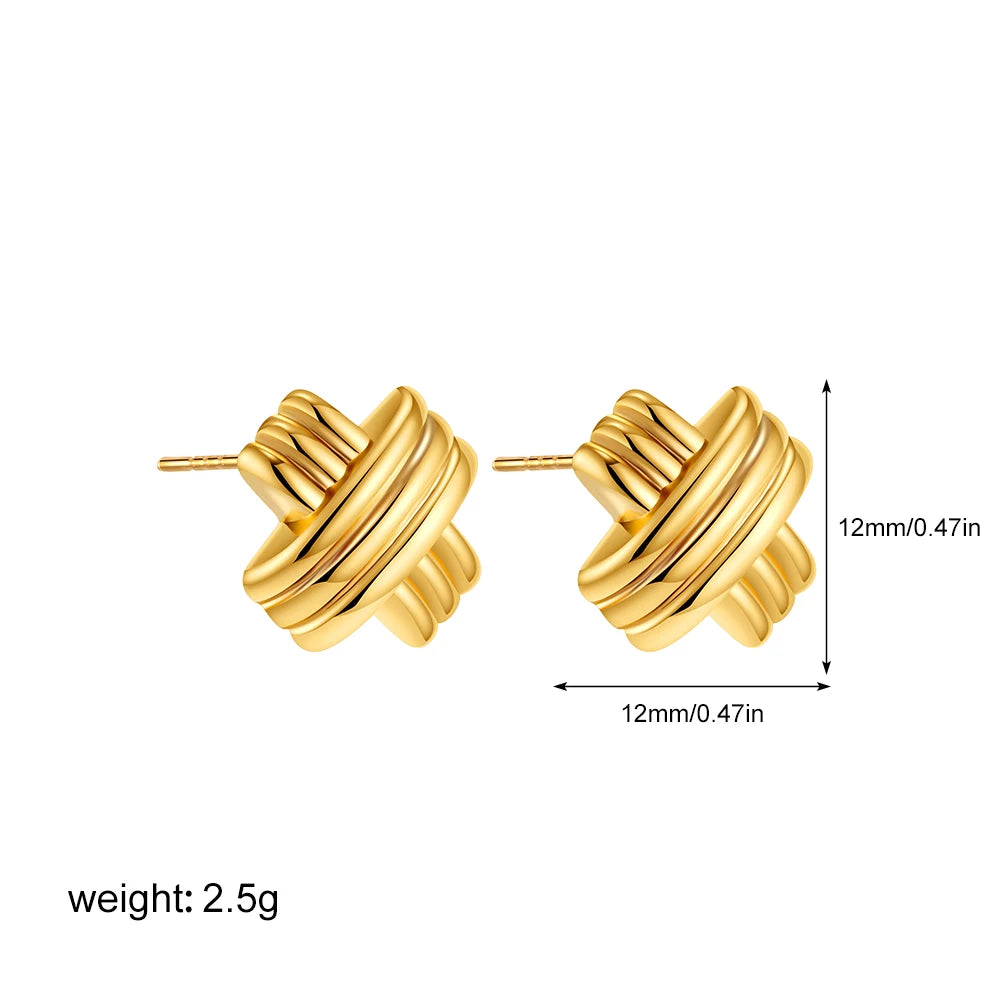 Geometric Stainless Steel Gold Sliver Color Bilayer Stud Earring for Women